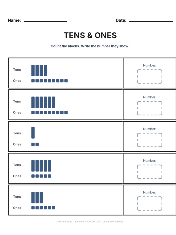 Grade 1 Place Value worksheet 14 for kids