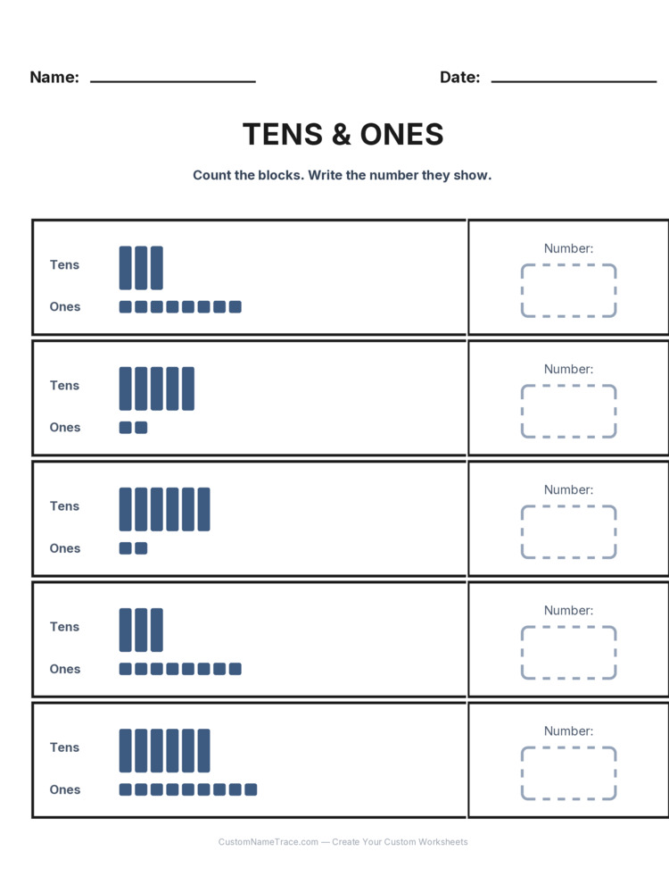 Grade 1 Place Value worksheet 15 for kids