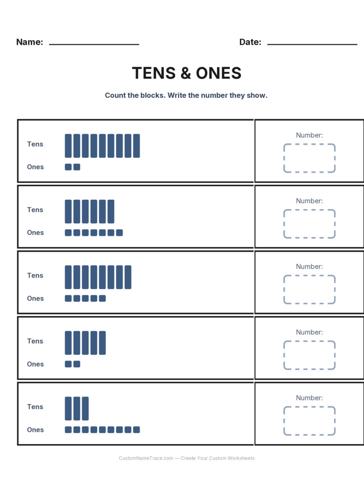 Grade 1 Place Value worksheet 16 for kids