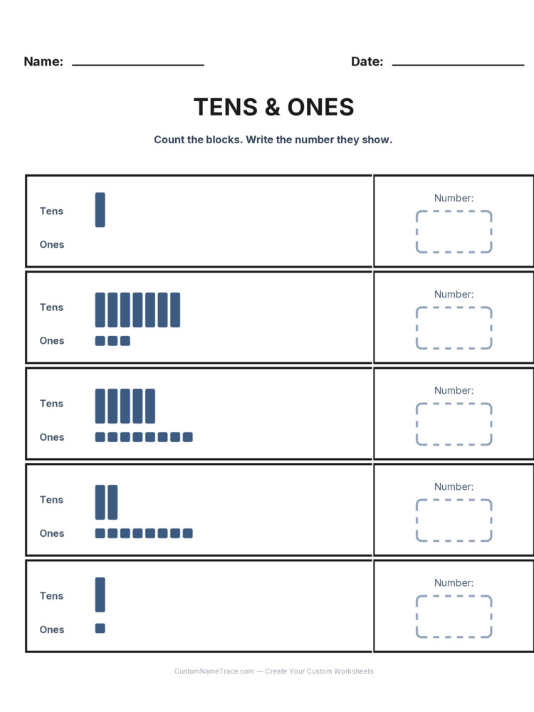 Grade 1 Place Value worksheet 17 for kids