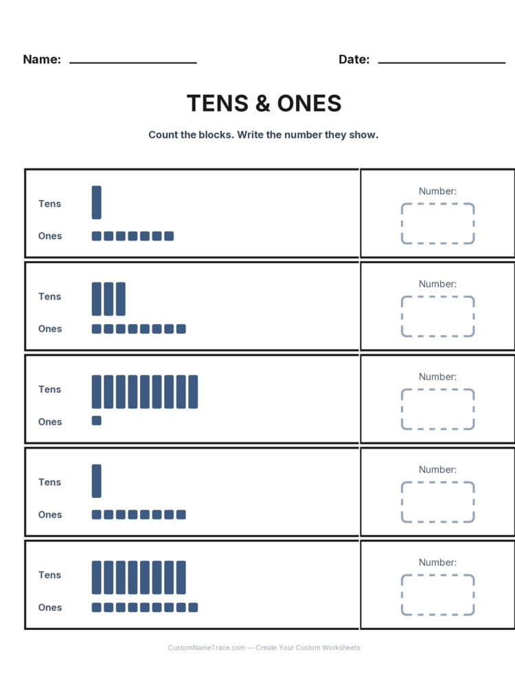 Grade 1 Place Value worksheet 18 for kids
