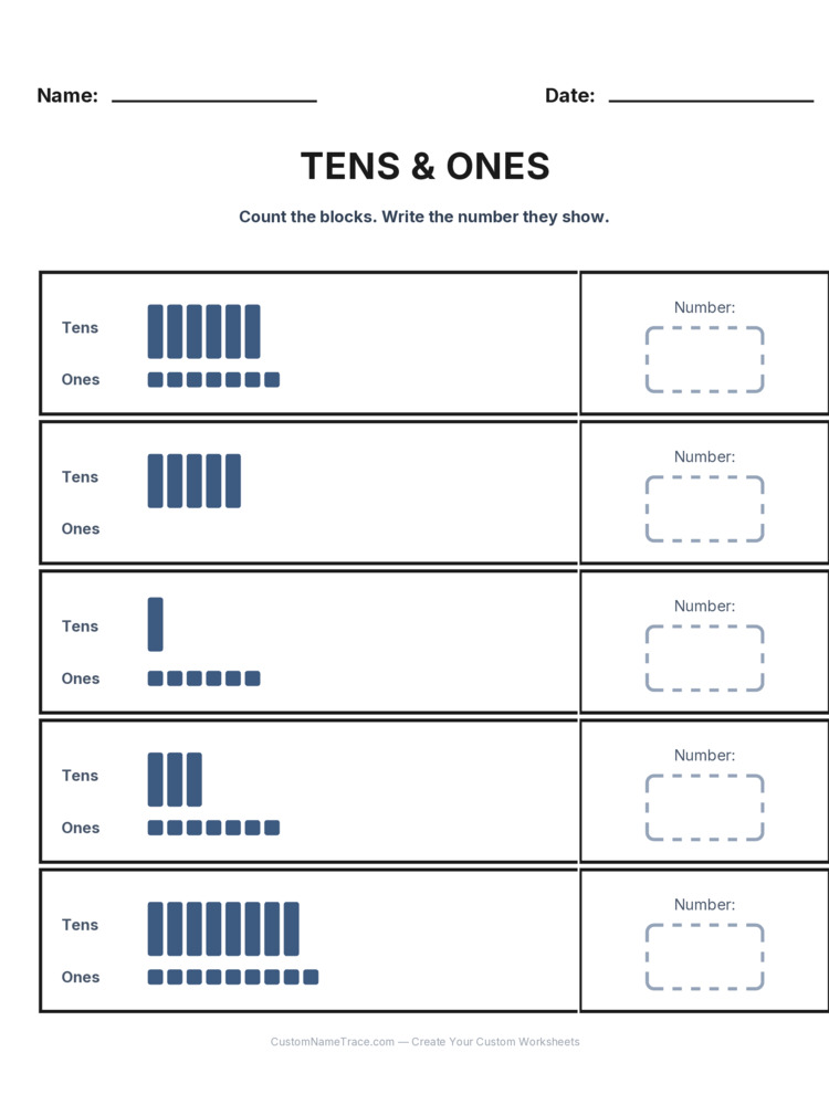 Grade 1 Place Value worksheet 19 for kids