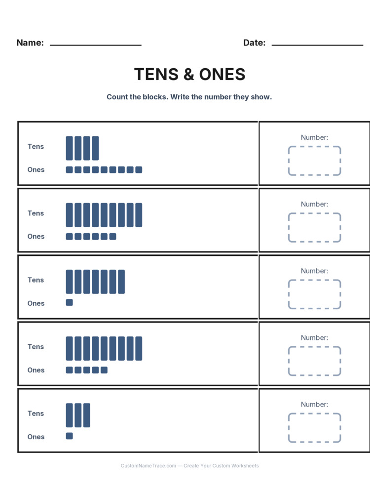 Grade 1 Place Value worksheet 20 for kids