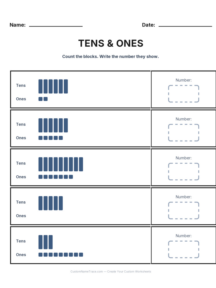 Grade 1 Place Value worksheet 21 for kids