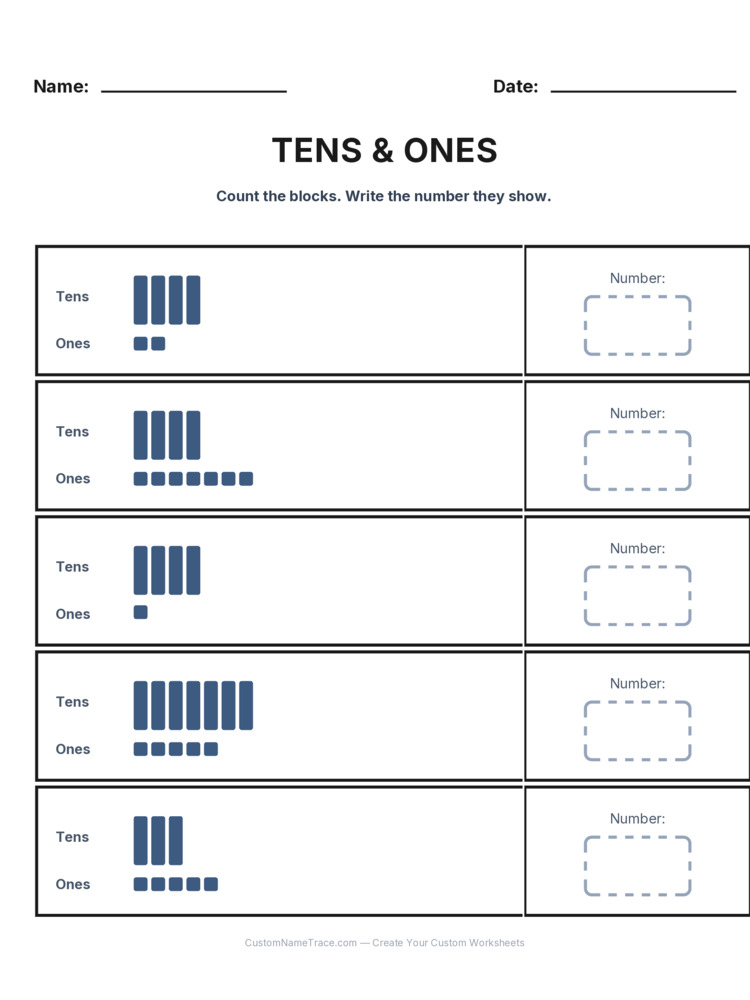 Grade 1 Place Value worksheet 22 for kids