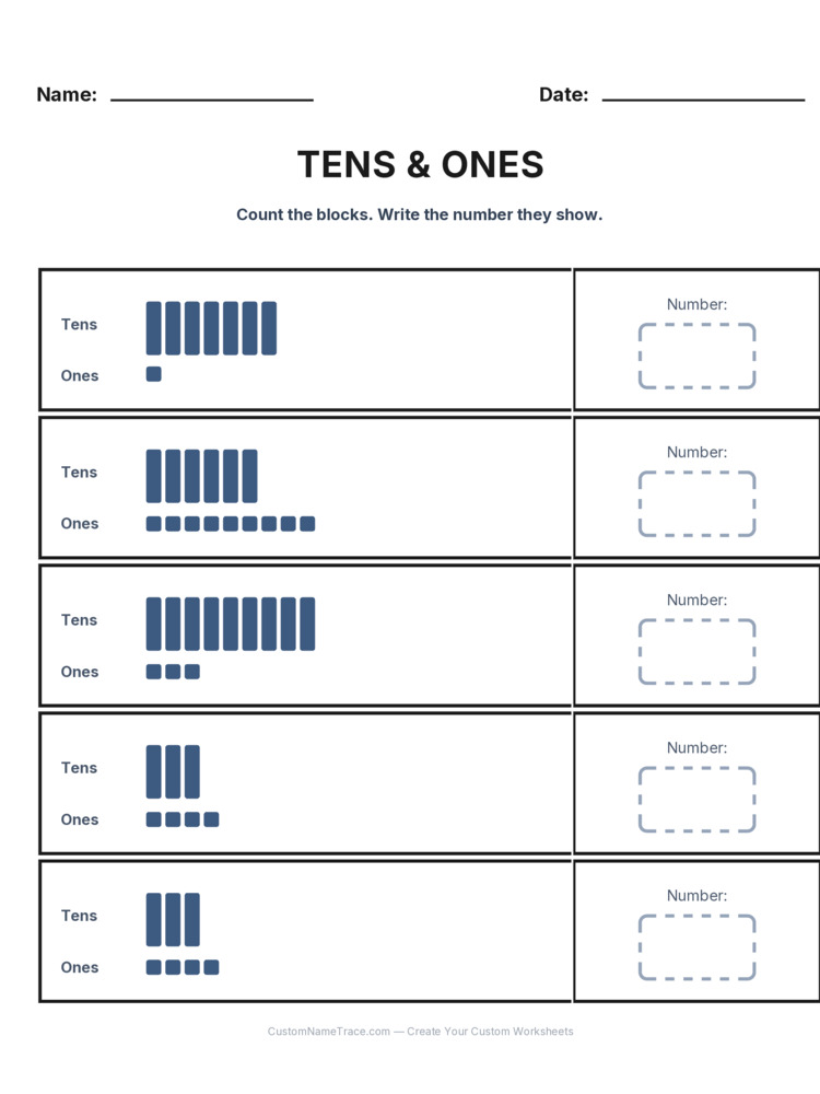 Grade 1 Place Value worksheet 24 for kids