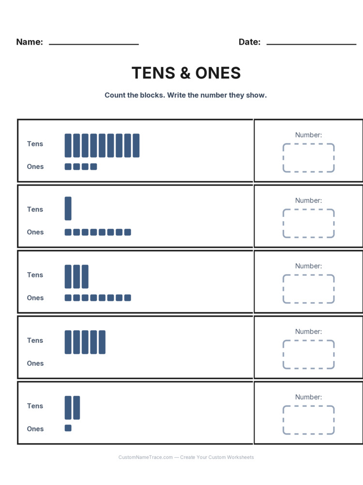 Grade 1 Place Value worksheet 28 for kids