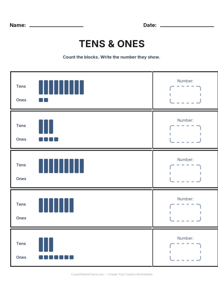Grade 1 Place Value worksheet 29 for kids
