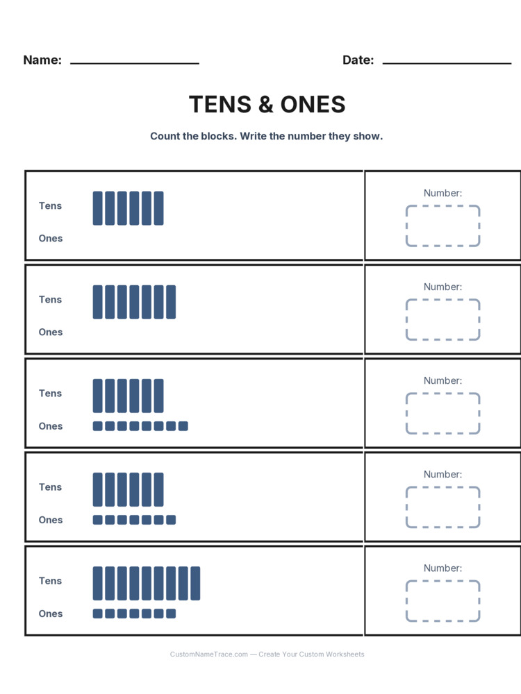 Grade 1 Place Value worksheet 4 for kids