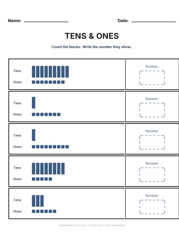 Grade 1 Place Value worksheet 8 for kids