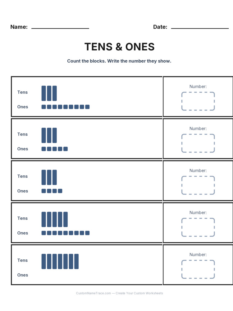 Grade 1 Place Value worksheet 9 for kids